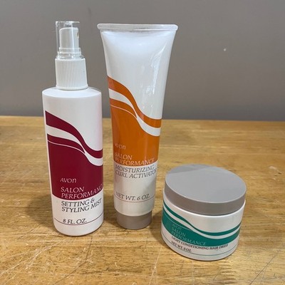 Vtg 1985 Avon Salon Performance Hair Care Set Curl Activator Styling Mist 3pc