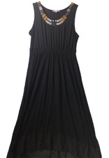 NY Collection Black Tank Dress Women’s XL Embellished Neckline Sleeveless