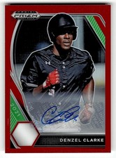 2021 Panini Prizm Draft Picks #PDP127 Denzel Clarke Base Auto Red Prizm #/50