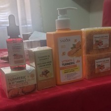 Mixed Brands Turmeric + Vitamin C Brightening Set Serum Cream Stick Lotion Soap