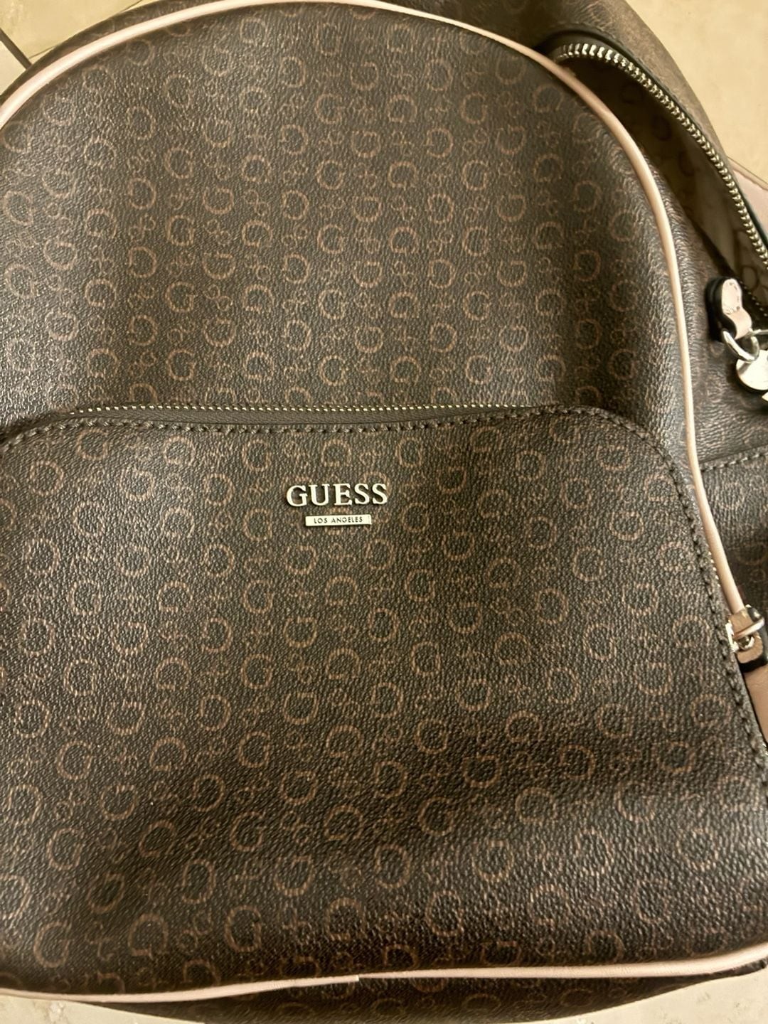 Guess Brown Logo Monogram Medium Backpack with Bl… - image 9