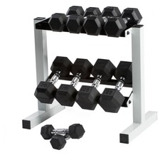 Cap Barbell SDR-045 Rubber Coated Hex Dumbbell with Contoured Chrome Handle 45LB