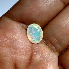 10x8mm Multi Color Fire Oval 1.3 Cts. Faceted Natural Ethiopian Opal For Ring