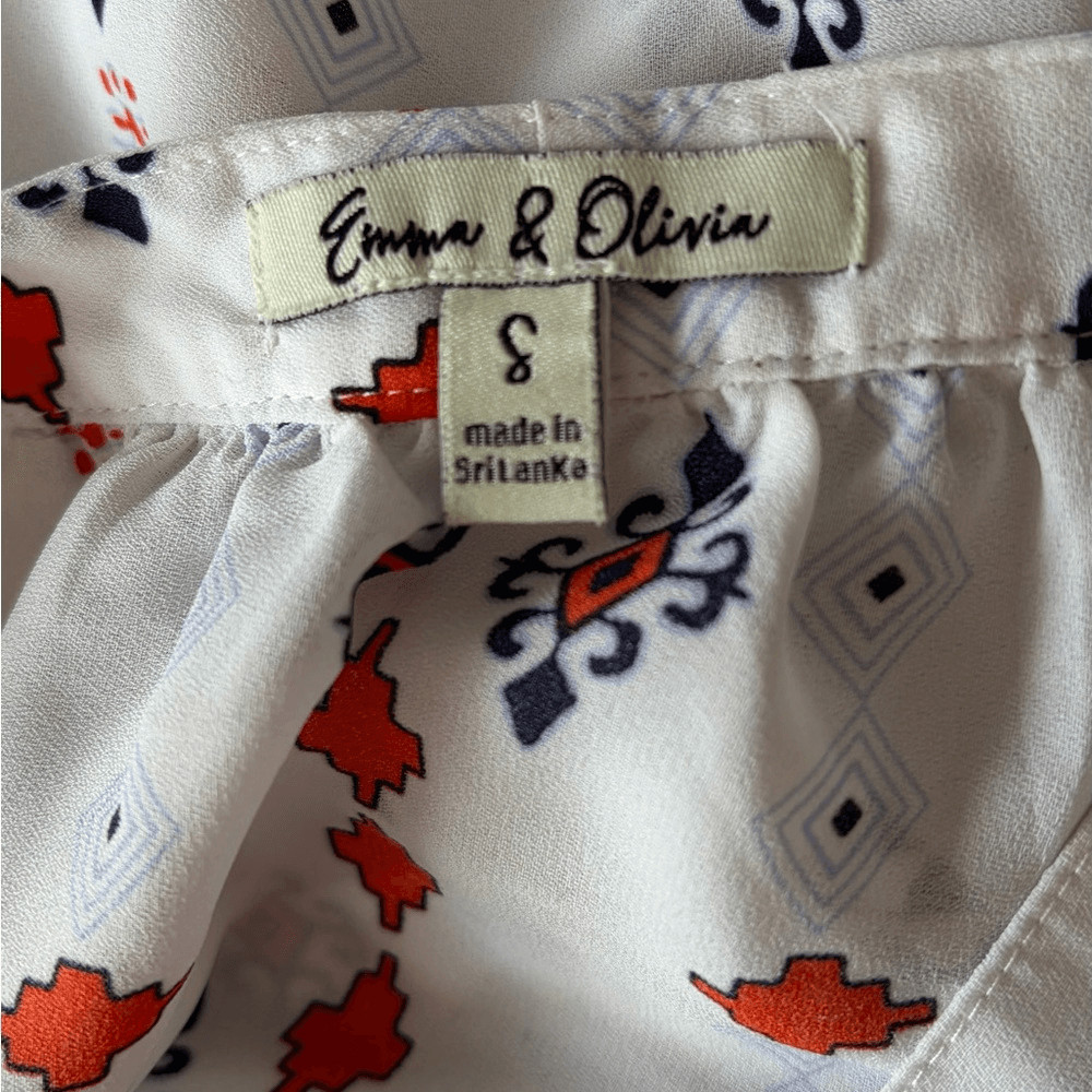 Emma & Olivia Split neck Patterned Blouse, long s… - image 6