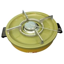 Alcohol Burner Single Camping Stove Heater Green Yellow Vintage Made in Japan 