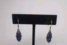925 Sterling Silver Double Lapis Lazuli Dangle Earrings. Unmarked/Tested.  — photo 3