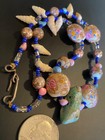 VTG Antique Turquoise Stone & Venetian Murano Wedding Cake Glass Bead Necklace — photo 5