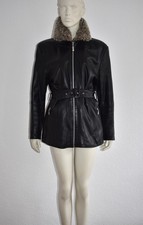 E.B. COMPANY 💜 edle Jacke abnehmbarer Lammfell Kragen 100 % Leder schwarz Gr 40