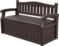 80 Gallon Storage Bench Deck Box Lockable for Patio Furniture, Garden Decor and