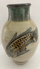 Japanese Pottery of Tsuboya Ware Ceramic 11" Tall Vase