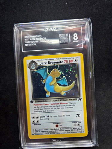 Dark Dragonite (1st Edition) graded TAG 8 for sale on eBay