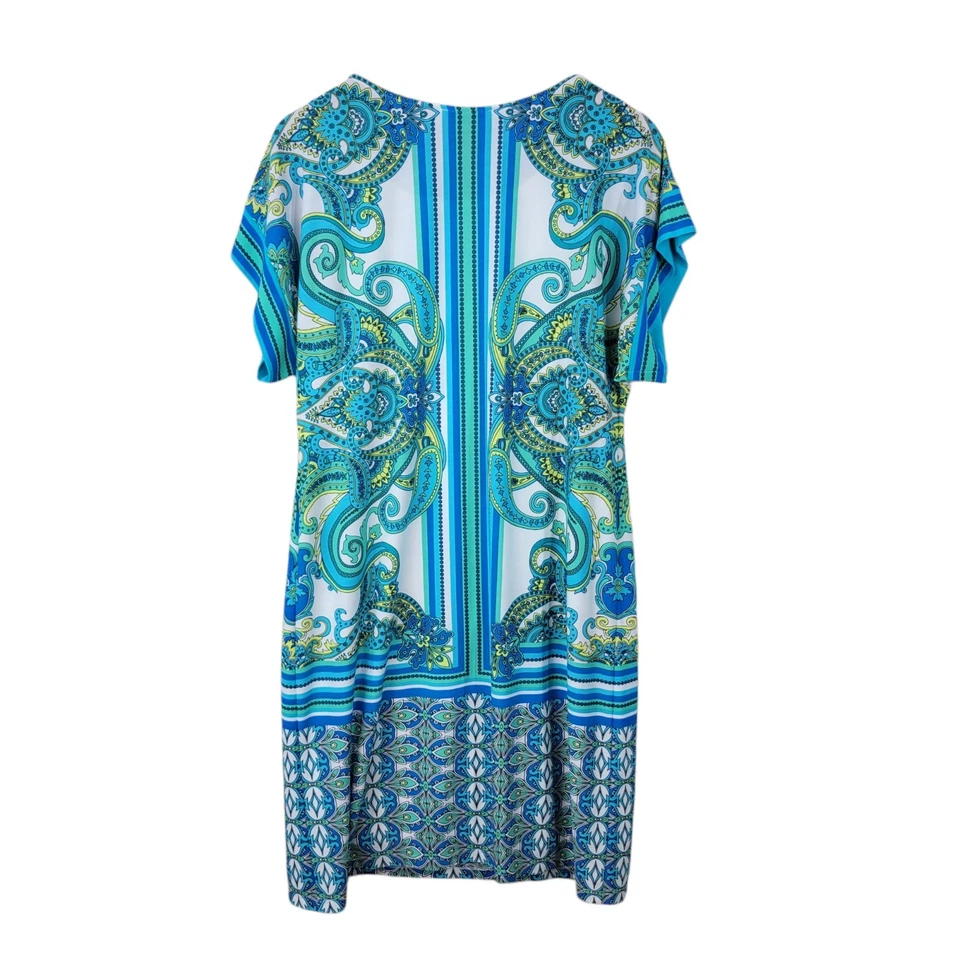 Vestido Sandra Darren tamanho 12 carreira festa profissional elástico azul turquesa  - Imagem 4 de 4