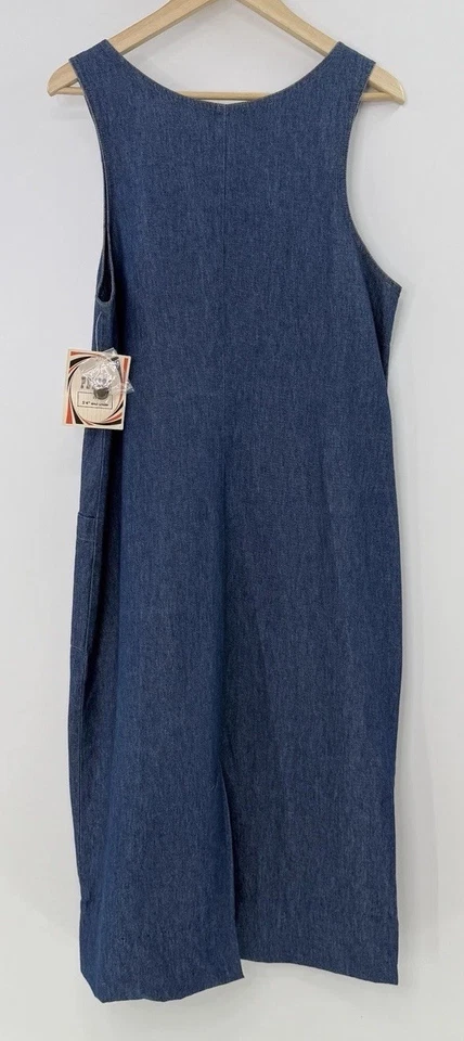 Maxi Vestido De Colección Deadstock Artesano 100% Algodón Denim Azul Talla 12P Countrycore Básico Foto 2 de 4