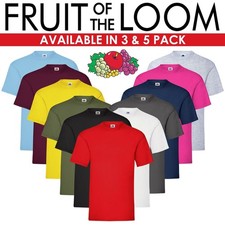 3 5 Pack Fruit of The Loom Mens T Shirts 100 Cotton Plain Short Sleeve Tee