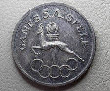 * 1964 SOUTH AFRICA GAMES SPELE SILVER MEDAL 38MM  OLYMPIC RINGS #YHL74