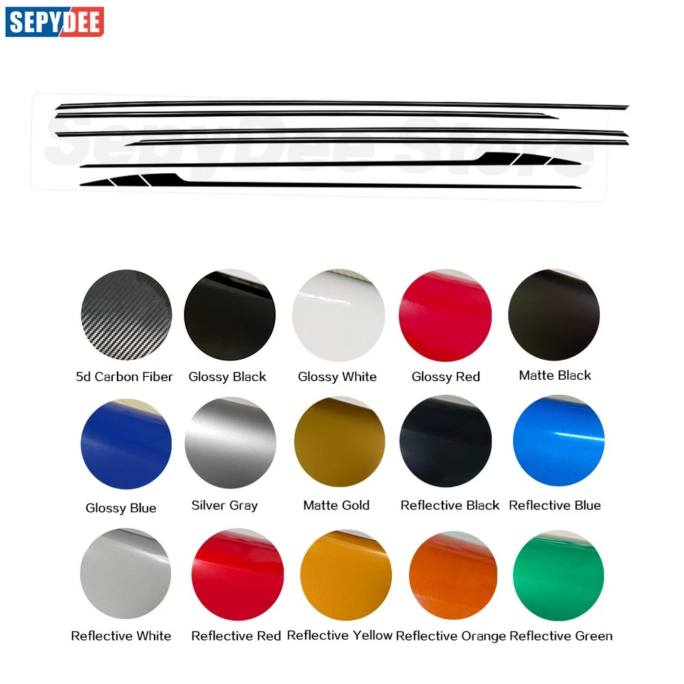 Calcomanía de vinilo a rayas laterales de puerta línea de cintura superior para BMW G60 G61 serie 5 2024 2025 Foto 2 de 4