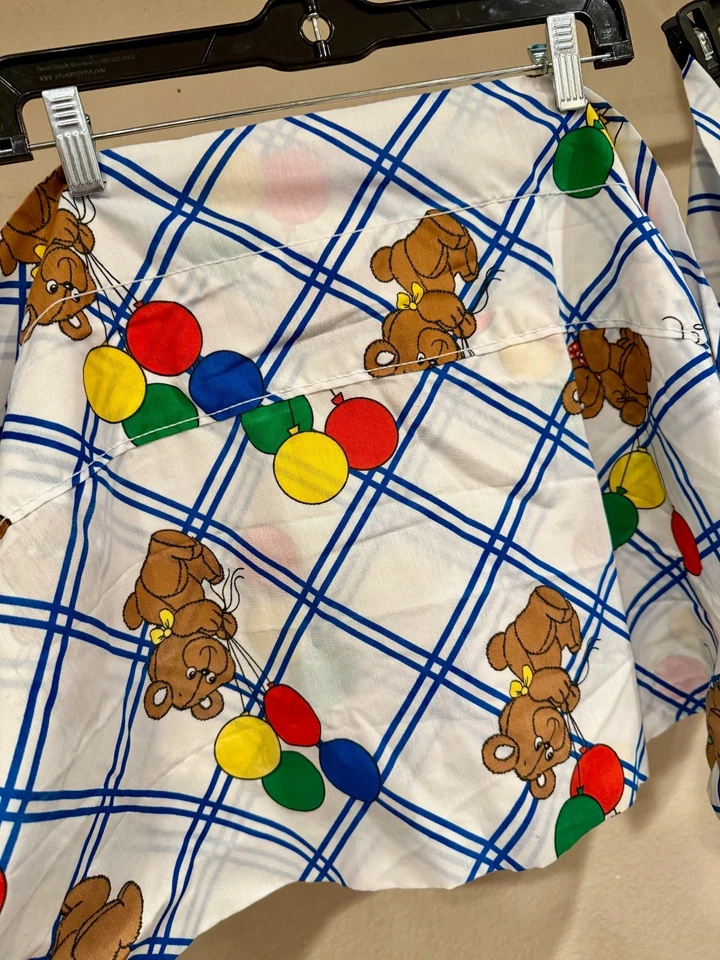 VTG Gingham Teddy Bear Panel Curtain Drapery Nursery Children Decor 70s 80s - Image 3 of 4