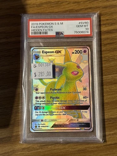 Pokémon Espeon GX SV60/SV94 Hidden Fates Shiny Vault Holo PSA 10. G001389