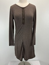 Josie Natori Nightgown Women  s 34  Bust Brown Zipper Pjs Long Sleeve