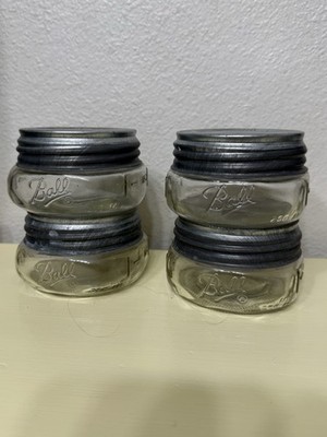 Set 4 Ball Half Pint Widemouth Jars with Vtg Zinc Lids All XLNT Condition