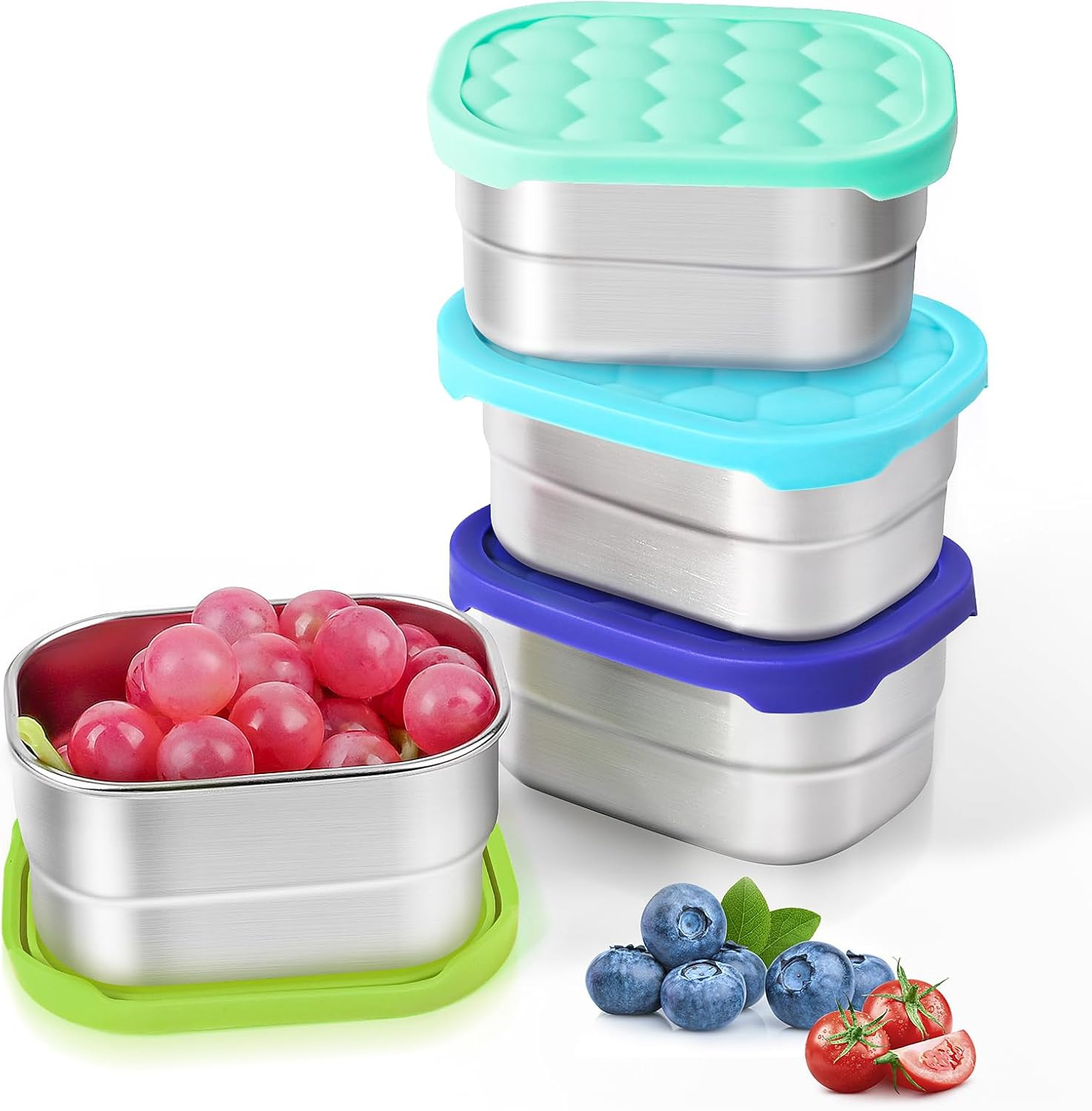 4Pack 8Oz Small (1 CUP) Stainless Steel Snack Containers for