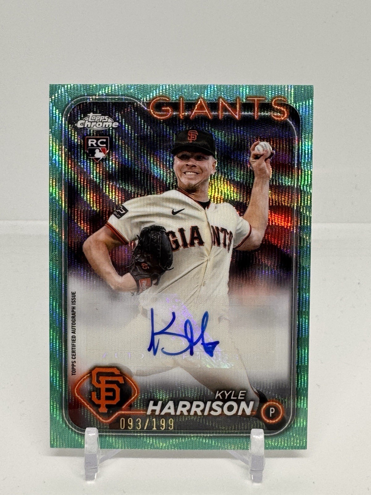 Kyle Harrison 2024 Topps Chrome Update Aqua Wave Auto /199 Giants Red Sox Rookie