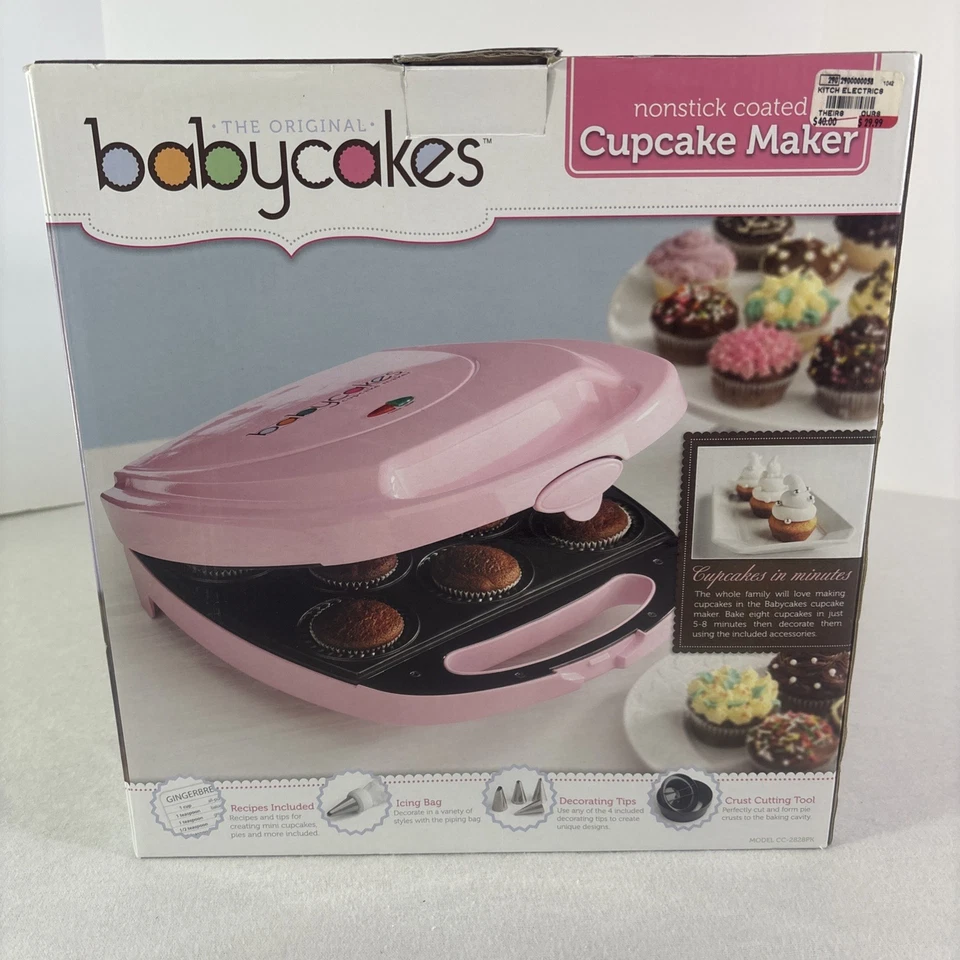 Babycakes Mini Cupcake Maker - 8 Cupcakes NUEVO EN CAJA Rosa Foto 2 de 3