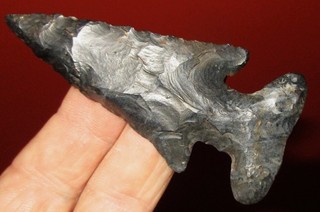 Beautiful Blue & Black Coshocton Thebes Arrowhead Authentic Indian Artifact