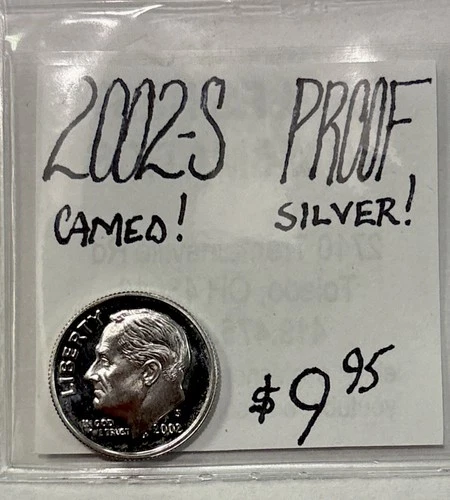 2002-S Silver Proof Roosevelt Dime! Cameo! Ten Cent Coin! ENN Coins