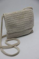 THE SAK XS Crochet Flap Bag Mini Woven Crossbody Shoulder Bag Boho Bone Beige