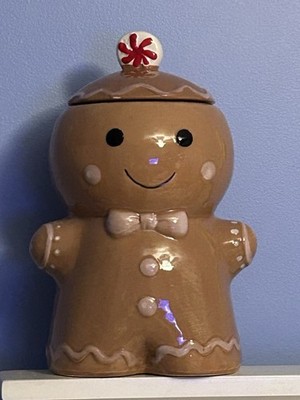 Holly & Joy By Market Finds Gingerbread Man Peppermint Hat Cookie Jar 11  Tall