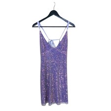 Free People Gold Rush Purple Sequin Spaghetti Strap Mini Dress Medium