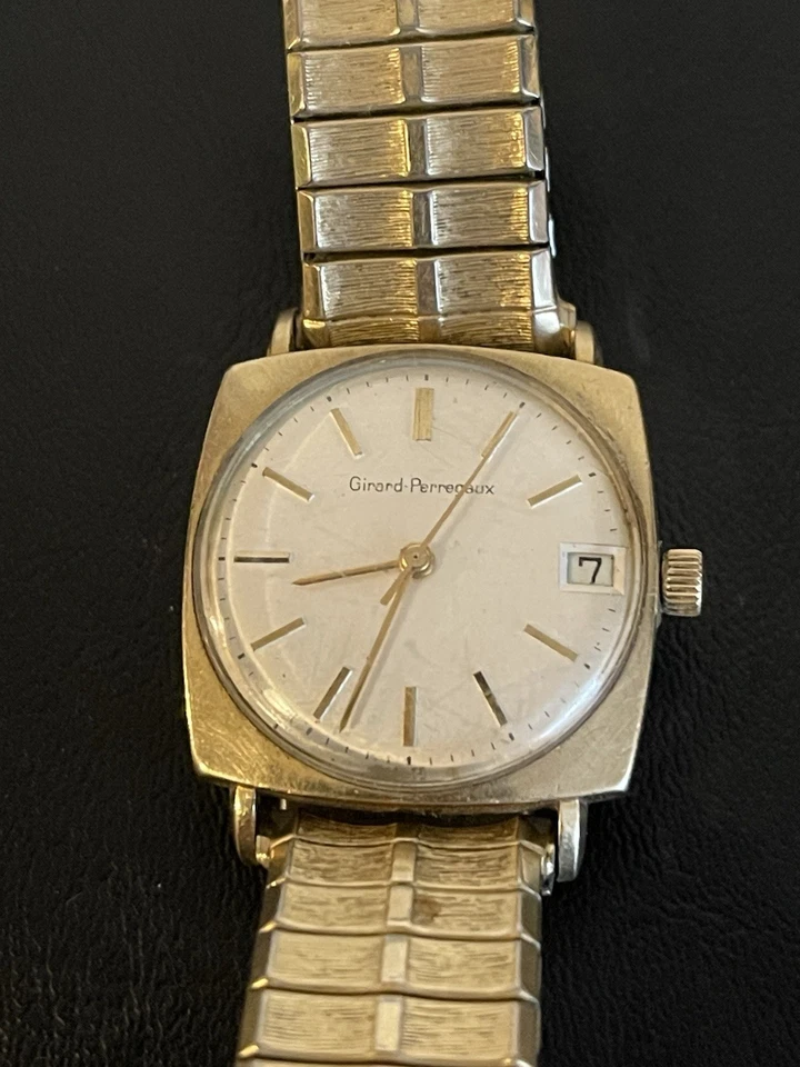 复古 Girard Perregaux 男式 10K 镀金手表零件或修复 — 第 3/4 张图片