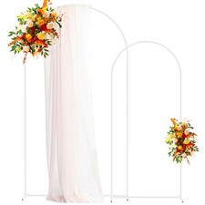 Putros Metal Arch Backdrop Stand White Wedding Backdrop Stand Set of 2 7.2FT...