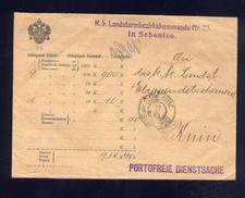 Beleg Wertbrief K.K. Landsturmbezirkskommando Sebenico nach Knin 6