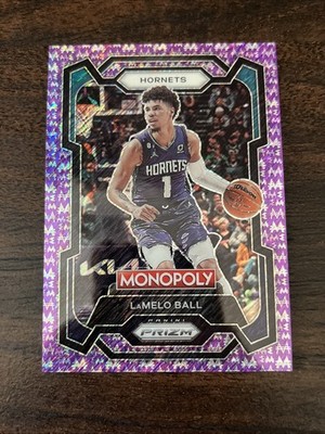 2023-24 Panini Prizm Monopoly - LaMelo Ball #13 Millionaire Purple Shimmer Prizm