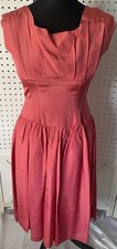 Coral taffeta 1950s Prom Dress. Original vintage. Size 10