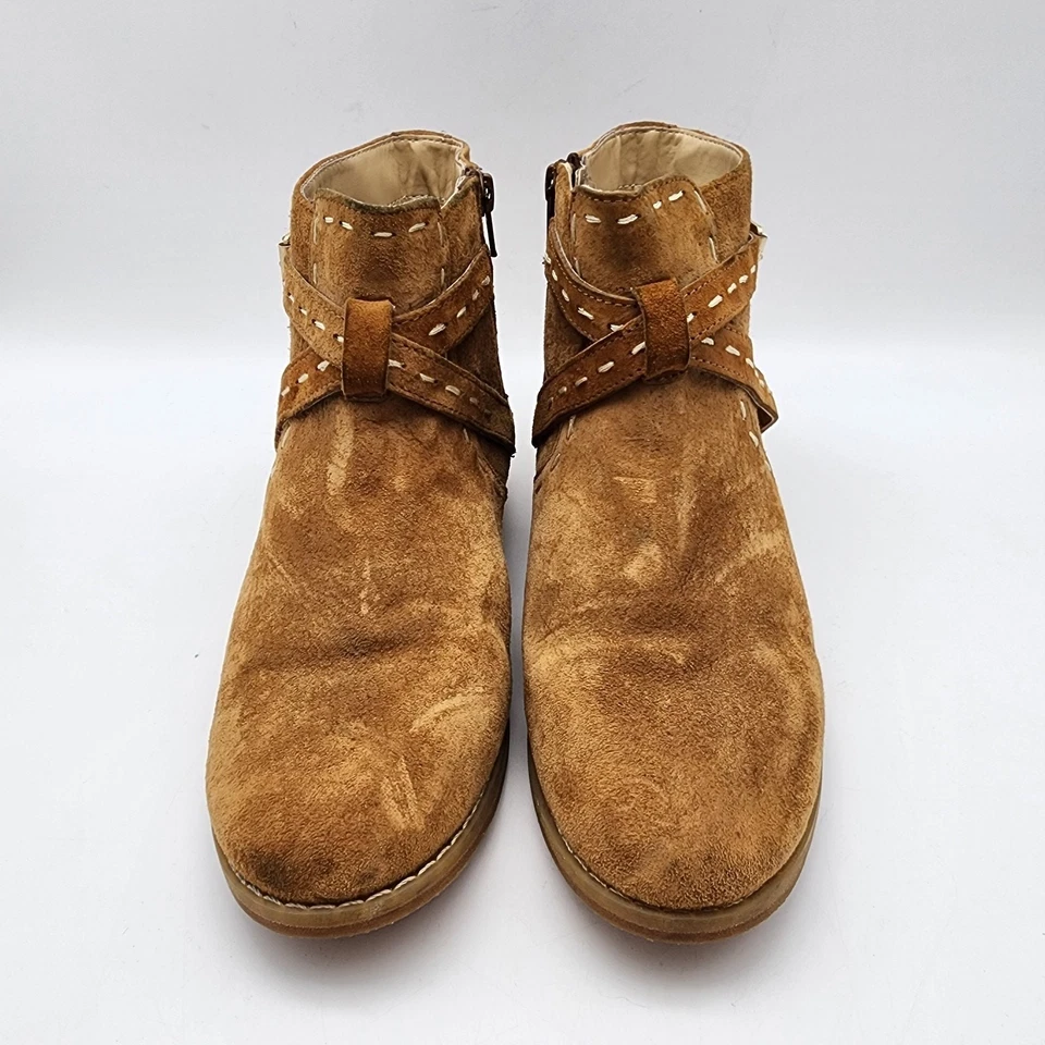 Hush Puppies Chardon Belt Suede Boots Booties Womens Size 7 Cognac Brown Western - Image 2 of 4