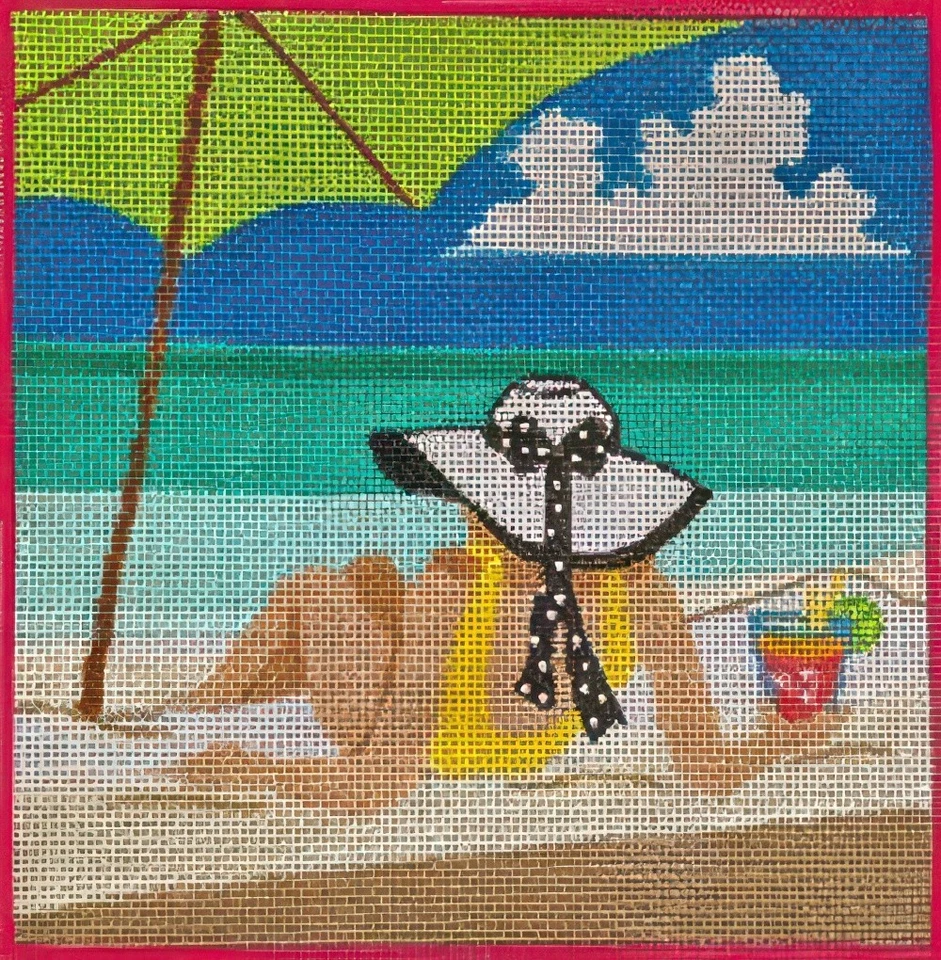 Needlepoint Handpainted PLD Designs Life's a Beach 6x6 - Image 3 of 4