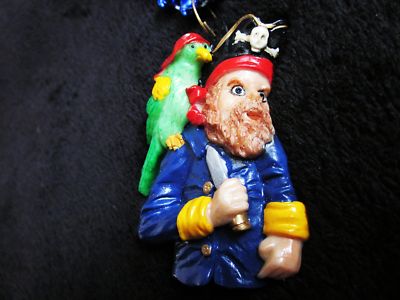''PIRATE CAPTAIN with PARROT'' MARDI GRAS BEAD DAGGER GASPARILLA BUFFETT (B927)