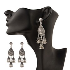 81stgeneration Pendientes De Aro Colgantes De Plata De Ley 925 Con Flor De Loto Indio Tribal étnico Para Mujer, Plata, No Es Una Piedra Preciosa