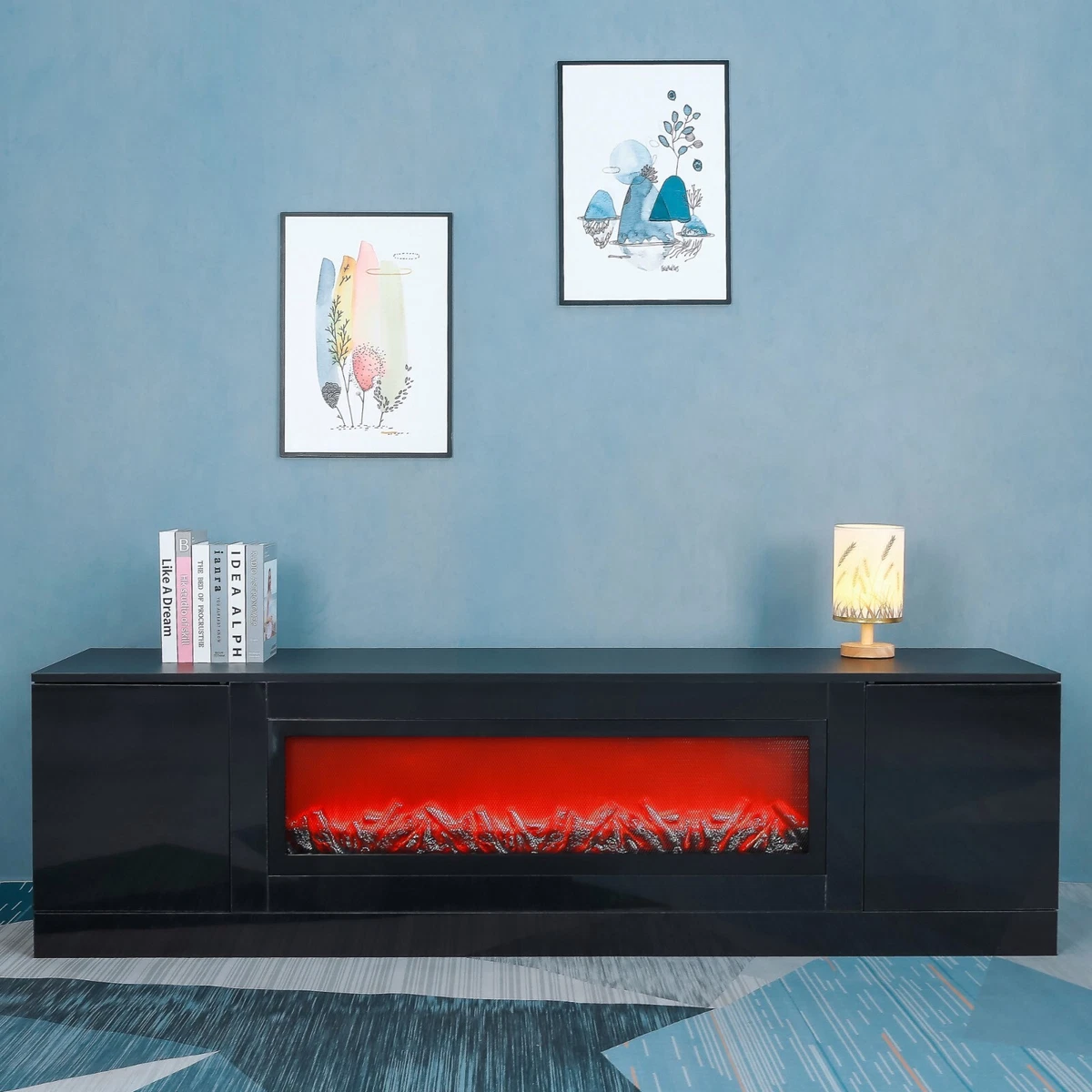Modern Electric Fireplace TV Stand for TVs up to 75u0026#034; Wood Entertainment  Center | eBay