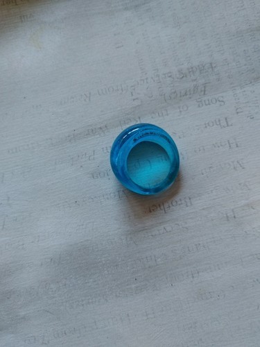 Vintage Ring size 7.5 glass silver foil aqua turquoise blue - Picture 3 of 10