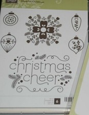 Stampin Up Cheerful Christmas Red Rubber Stamp Set
