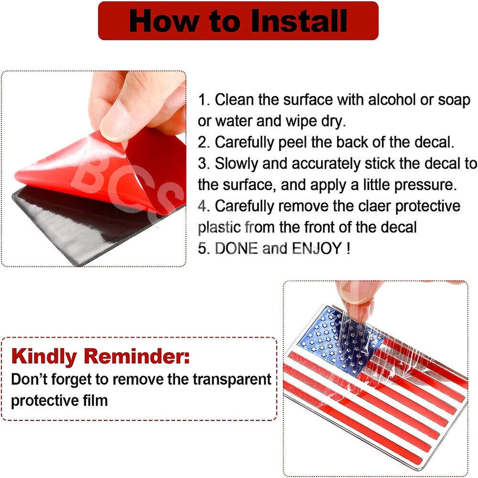 USA American Flag Sticker Car Bumper Body Window Metal Emblem Decoration 2PCS — 第 4/4 张图片