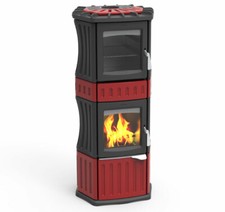 LINCAR MONELLA 185N ROSSO STUFA A LEGNA + FORNO 13,3KW CERAMICA/GHISA