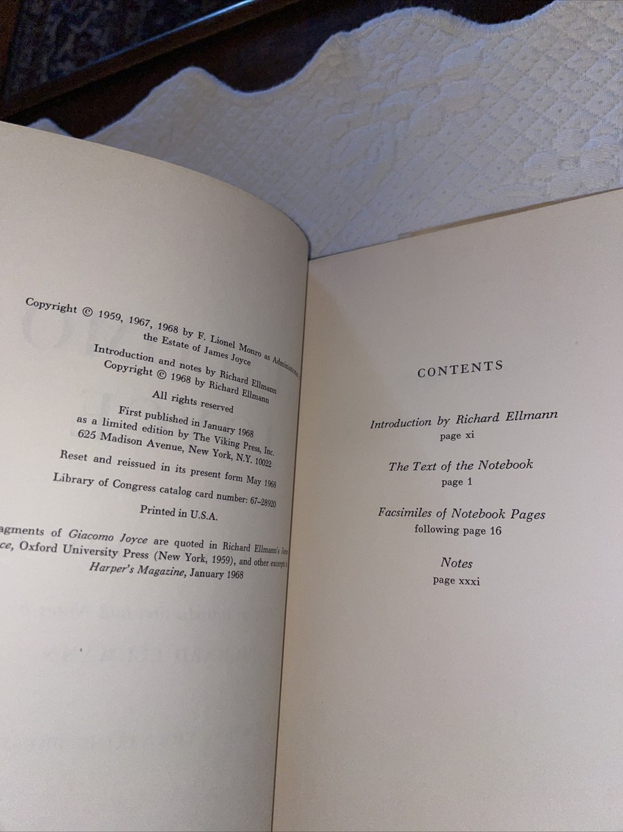 1st / 1st - James Joyce - Giacomo Joyce - 1968 - HC DJ | eBay