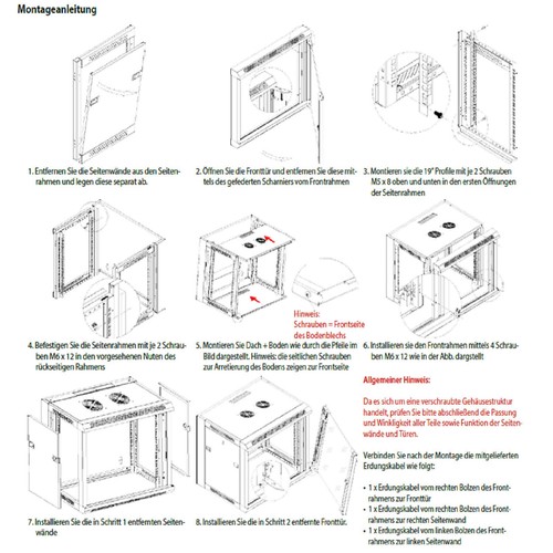 Boîtier mural 19" armoire réseau 15U Flat Pack non monté profondeur 450 mm noir - Photo 8/9