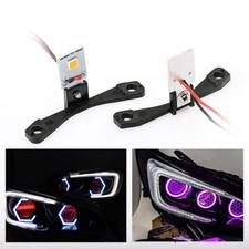 2X COB LED Angel Eyes Light Lens Lights 12V DC Mini H1 Projector Headlight Lamps