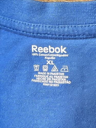Reebok Shirt Adult XL Blue Orange Spell Out Logo Cotton Casual Mens Preowned - Picture 9 of 16